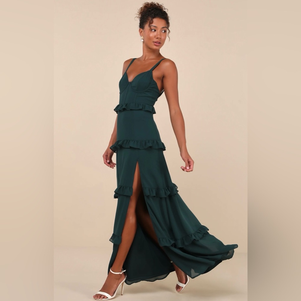Lulus Sincerely Poised Backless Bustier Tiered Maxi Dress 1X XL NWT